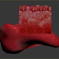 Red Petal Like Object And Detailed Internal Structured Block 3D Rendering With Textured Surface 3d model