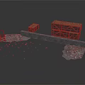Industrial Site Setup With Wooden Crates On Concrete Platform And Scattered Gravel