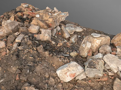Pile of Natural Wood and Stone Materials with Various Sizes and Textures 3d model