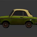 Vintage Green Mini Car with Yellow Roof and Classic Retro Design 3d model