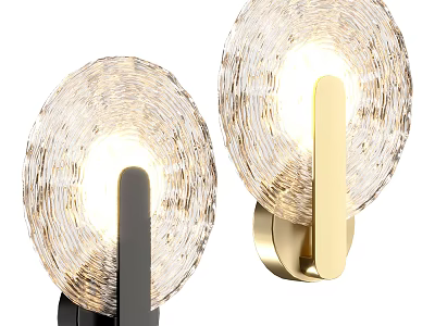 Modern Wall Lamps with Round Transparent Crystal Shades Black and Gold Bases Soft Illumination 3d model