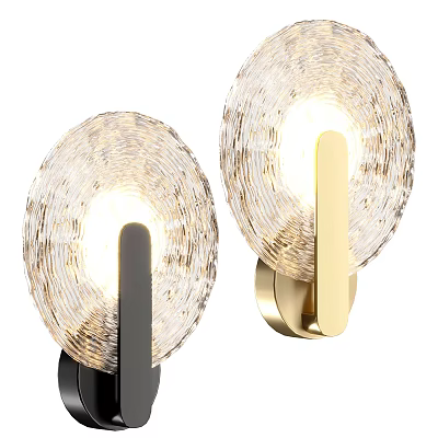 Modern Wall Lamps with Round Transparent Crystal Shades Black and Gold Bases Soft Illumination 3d model