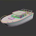 White Recreational Boat With Open Deck Cabin Railing And Upper Structure Design 3d model
