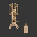 Shiny Golden Mechanical Robot Character With Insect Inspired Design And Square Base