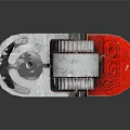Orange Rustic Lighter With Silver Metal Top Red Button And Textured Surface