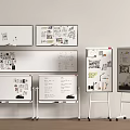 Whiteboards With Sketches Notes And Diagrams On Stands In Organized Workspace