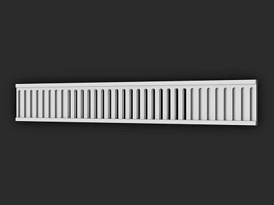 White Metal Radiator with Vertical Fins Long Design on Dark Background 3d model