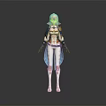 Fantasy Game Movie Character Featuring Blonde Short Hair Blue And White Outfit With Blue Cape