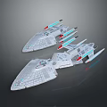 Futuristic Sci Fi Spaceship Models With White Structure Streamlined Design Blue Red Accents 3d model