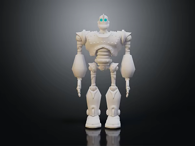 Smart Machine White Robot Model With Blue Eyes And Mechanical Structure 3d model