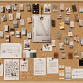 Creative Corkboard Photo Wall With Photos Drawings Notes And Color Swatches
