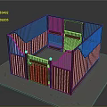 Sturdy Wooden Metal Enclosure Structure With Railings Door And Steps On Gray Ground