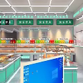 Fresh Modern Dessert Shop Interior With Green White Decor Dessert Displays And Display Cases