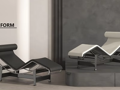 Modern Black And White Lounge Chair Design With Sleek Metal Frame In Interior Space 3d model