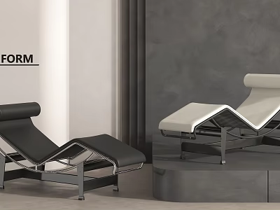 Modern Black And White Lounge Chair Design With Sleek Metal Frame In Interior Space 3d model