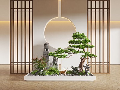 New Chinese Style Indoor Landscape Landscaping Landscape Setches Indoor Landscape Indoor Landscape Bryophytes Plant Pile 3d model