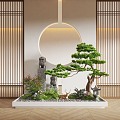 New Chinese Style Indoor Landscape Landscaping Landscape Setches Indoor Landscape Indoor Landscape Bryophytes Plant Pile 3d model