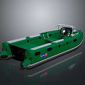 Green Rigid Inflatable Boat With Seats And Cockpit For Water Transport