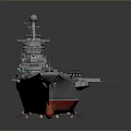 Red Aircraft Carrier Model With Green Deck White Superstructure And Equipment