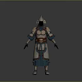 Man Wearing Ancient Decorative Armor With Metal Details And Traditional Design