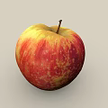 Fresh Ripe Apple With Red And Yellow Spotted Skin And Brown Stem