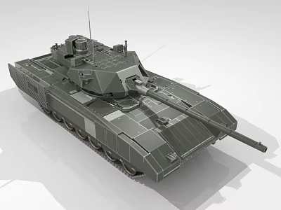 Modern Military Tank 3D Model With Turret Cannon And Tracks 3d model