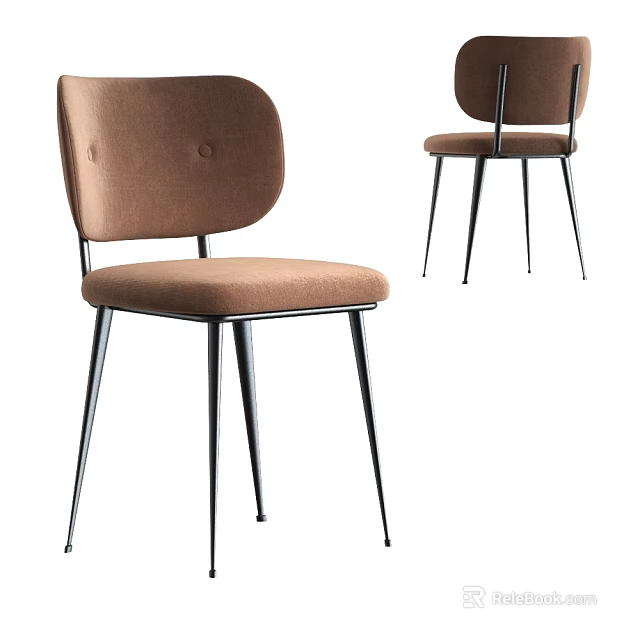 Modern Single Accent Chair With Brown Fabric Upholstery Metal Legs And Classic Design 3d model 