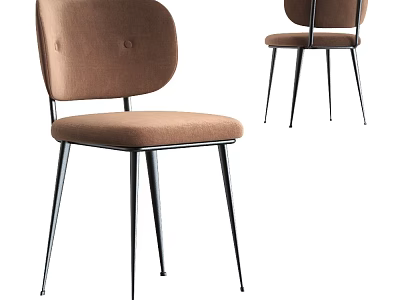 Modern Single Accent Chair With Brown Fabric Upholstery Metal Legs And Classic Design 3d model