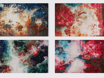 Colorful Square Rugs with Abstract Nebula Patterns in Red Blue White Tones for Home Decor 3d model