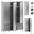 Modern Wardrobe With Vertical Stripe Design Multiple Colors Drawers And Storage Doors