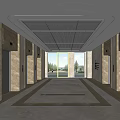 Modern Elevator Hallway With Marble Walls Modern Lighting Elevator Doors And Spacious Design 3d model