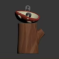 Mushroom Shaped Sink With Red Rim And Tree Stump Base Featuring Silver Faucet