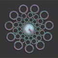 Colorful Iridescent Decorative Ring Ornament Set With Concentric Circular Arrangement And Shiny Design