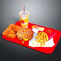 Delicious Fast Food Tray With Hamburger French Fries Nuggets And Soft Drink