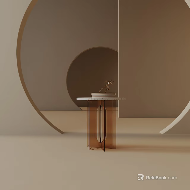Modern Minimalist Side Table With Marble Top And Geometric Metal Frame Design 3d model 
