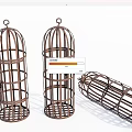 Three Piece Decorative Metal Birdcage Ornament Set for Home Interior