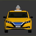 Yellow Solo Taxi With Uber Sign On Roof And Modern Exterior Design