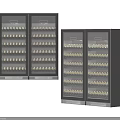 Black Double Door Wine Refrigerator with Glass Door and Multiple Bottle Storage Racks