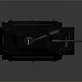 Black Tank Model With Cannon Tracks And Reflection On Gray Background 3d model