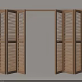 Wooden Louvered Folding Doors Open for Modern Interior Design 3d model
