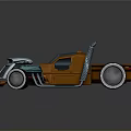 Stylish Orange Customized Truck With Large Wheels Exposed Engine And Open Bed Design