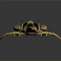 Futuristic Golden And Blue Spaceship Model With Streamlined Design And Glowing Elements