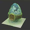 Elegant Furniture Ornament Egg With Blue Wave Design And Brown Leather Belt