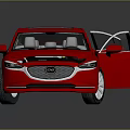 Red Sedan Car With Open Doors Modern Design And Silver Wheels