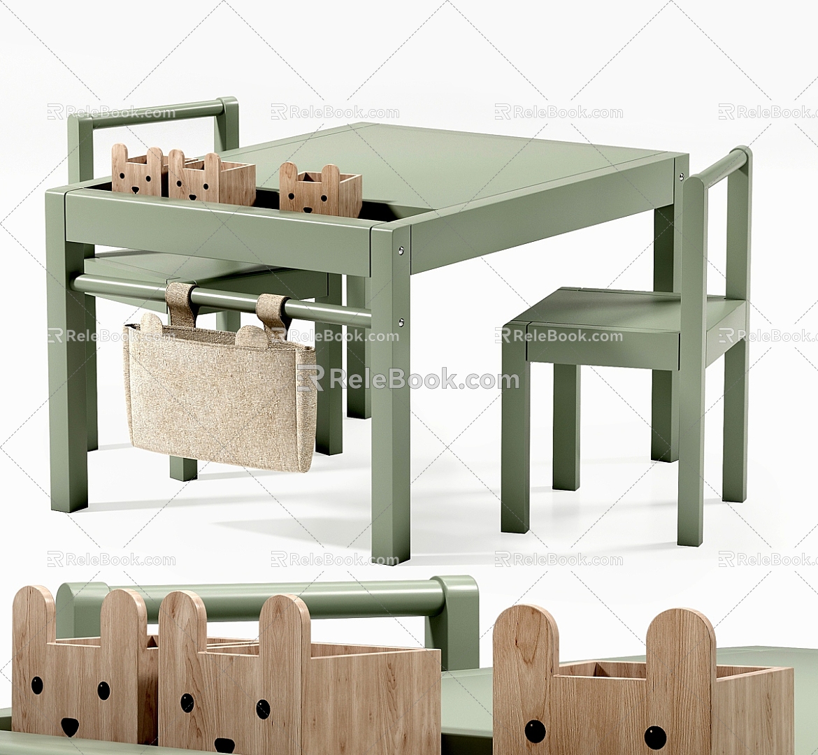 Children's Table and Chair Combination Children's Desk and Chair 3d model