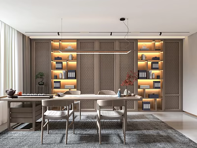 New Chinese Style Study Middle Style Furniture Bookshelf Bookcase 3d model