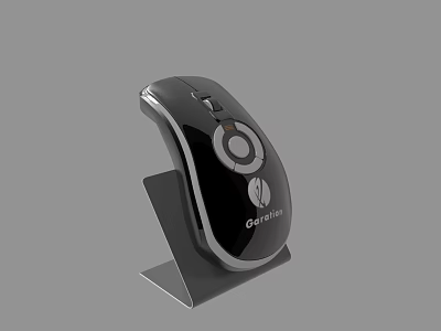 Genius Wireless Ergonomic Mouse With Modern Black Design And Stand For Computer 3d model