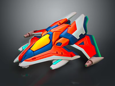 Vibrant Futuristic Spaceship Model Showcasing Cosmic Aerodynamic Design And Colorful Details 3d model