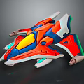 Vibrant Futuristic Spaceship Model Showcasing Cosmic Aerodynamic Design And Colorful Details