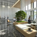Bright Spacious Modern Office Building Lobby With Professional Front Desk Reception And Smart Access Gates